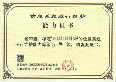 榮譽(yù)證書(shū) 信息系統(tǒng)運(yùn)行維護(hù)服務(wù)的卓越貢獻(xiàn)與專(zhuān)業(yè)認(rèn)可